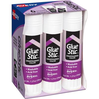 Avery&reg; Glue Stic with Disappearing Purple Color - 1.27 oz - Purple - 6 / Pack