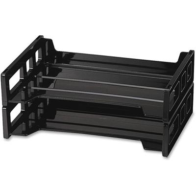 Officemate Side Load Letter Tray - 2.75" Height x 13.18" Width x 9" Depth - Desktop - Stackable, Durable - Black - Plastic - 1 Pack