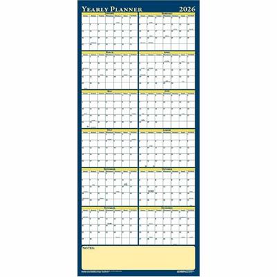 House of Doolittle Laminated Yearly Wall Planner - Julian Dates - Yearly - 12 Month - January 2026 to December 2026 - 60" x 26" Sheet Size - 2" x 1.75" , 1.63" x 2" Block - Paper - Erasable, Laminated - 1 Each