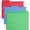 Smead FasTab 1/3 Tab Cut Letter Recycled Hanging Folder - 8 1/2" x 11" - Top Tab Location - Assorted Tab Position - 11 pt. - 2 Plys - Blue, Green, Red - Reinforced Tab, Embossed - 10% Recycled - 18 / Box