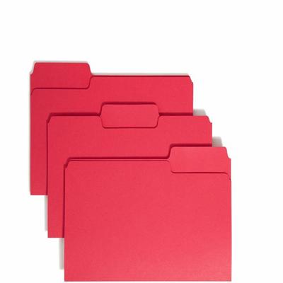 Smead SuperTab 1/3 Tab Cut Letter Recycled Top Tab File Folder - 8 1/2" x 11" - 3/4" Expansion - Assorted Tab Position - 11 pt. - 1 Plys - Red - 10% Recycled - 100 / Box