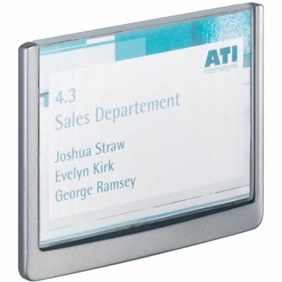 DURABLE CLICK SIGN Holder for Interior Walls - 5.9" Width x 5.1" Height x 0.6" Depth - Rectangular Shape - Door-mountable, Wall Mountable, Surface-mountable - Indoor - Acrylic, Plastic - Clear, Graphite - 1 Each