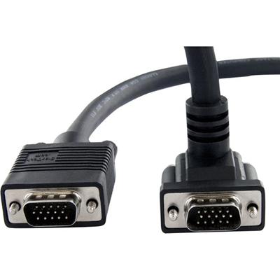 StarTech.com 15 ft High Res 90 Degree Down Angled VGA Cable - 15 ft Coaxial Video Cable for Video Device, Monitor - First End: 1 x 15-pin HD-15 - Male - Second End: 1 x 15-pin HD-15 - Male - Shielding - 28 AWG - Black - 1 Each