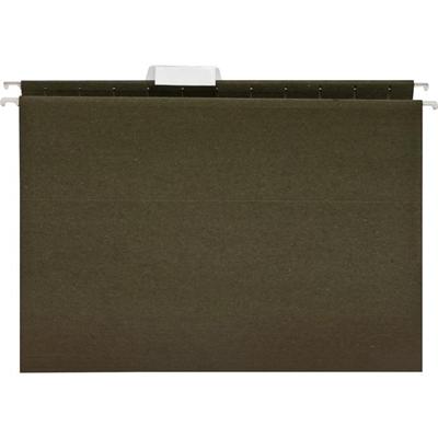 Business Source 1/5 Tab Cut Letter Recycled Hanging Folder - 8 1/2" x 11" - 11 pt. - Green - Acid-free - 100% Recycled - 25 / Box