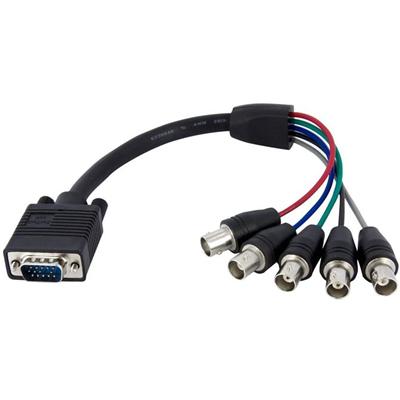 StarTech.com 1 ft Coax HD15 VGA to 5 BNC RGBHV Monitor Cable - 1 ft Coaxial Video Cable for PC, Distribution Amplifier, Monitor, Video Device, Projector - First End: 1 x 15-pin HD-15 - Male - Second End: 5 x BNC Video - Female - Nickel Plated Connect