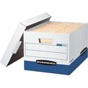 Bankers Box R-Kive File Storage Box - Internal Dimensions: 12" Width x 15" Depth x 10" Height - External Dimensions: 12.8" Width x 16.5" Depth x 10.4" Height - Media Size Supported: Letter, Legal - Lift-off Closure - Stackable - White, Blue - For Fil