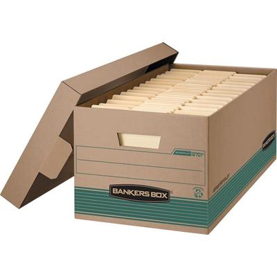 Bankers Box Stor/File™ Letter/Legal Recycled File Storage Box - Internal Dimensions: 15" Width x 24" Depth x 10" Height - External Dimensions: 15.9" Width x 25.4" Depth x 10.3" Height - Media Size Supported: Legal - Lift-off Closure - Medium Du