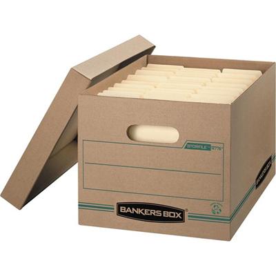 Bankers Box STOR/FILE Recycled File Storage Box - Internal Dimensions: 12" Width x 15" Depth x 10" Height - External Dimensions: 12.5" Width x 16.3" Depth x 10.5" Height - Media Size Supported: Letter, Legal - Lift-off Closure - Basic Duty - Stackabl