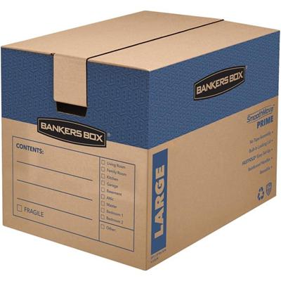 Bankers Box SmoothMove Prime Moving Boxes - Internal Dimensions: 18" Width x 24" Depth x 18" Height - External Dimensions: 18.3" Width x 25" Depth x 19" Height - Locking Tab, Lid Lock Closure - Cardboard - Kraft - Recycled - 6 / Carton