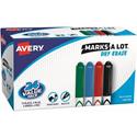 Avery&reg; Marks A Lot Pen-Style Dry Erase Markers - Bullet Marker Point - Erasable - Black, Red, Blue, Green Ink - 24 / Box