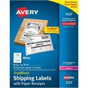 Avery&reg; Shipping Labels with Receipt, 5-1/16" x 7-5/8" , 50 Labels (5127) - 7 5/8" Length - Permanent Adhesive - Rectangle - Laser - White - Paper - Permanent Adhesive, Smudge-free, Jam-free - 1 / Sheet - 50 Total Sheets - 50 Total Label(s) - 50 /
