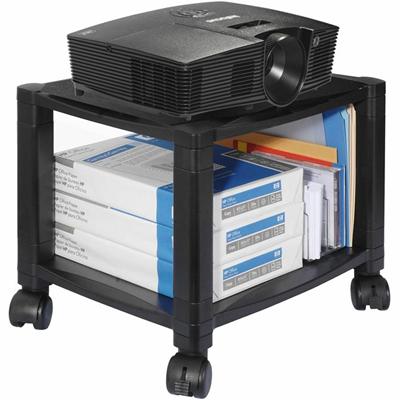 Kantek 2-Shelf Mobile Height-Adjustable Printer/Fax Stand - 75 lb Load Capacity - 2 x Shelf(ves) - 14.13" Height x 17" Width x 13.25" Depth - Floor - Polystyrene - Black