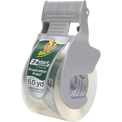 Duck Brand Brand EZ Start Packaging Tape with Dispenser - 55.70 yd Length x 1.88" Width - 1 1/2" Core - Clear - Dispenser Included - Tear Resistant, Split Resistant - For Packing - 1 Roll