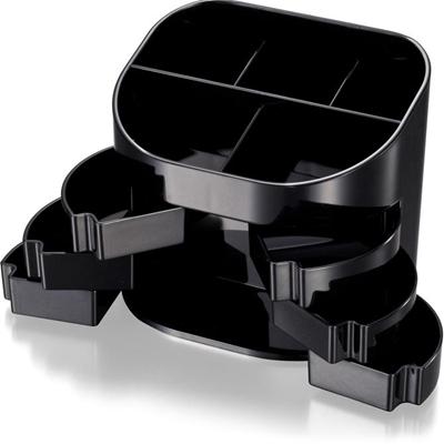 Officemate 2200 Series Double Supply Organizer with 11 Compartments, Black - 11 Compartment(s) - 4.5" Height x 5" Width x 3.8" Depth - Desktop - Non-skid Base - Black - Plastic - 1 Each