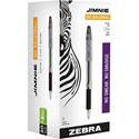 Zebra Pen Jimnie Soft Rubber Grip Gel Rollerball Pens - Medium Pen Point - Black Ink - Gel-based - Smoke Barrel - 24 / Pack