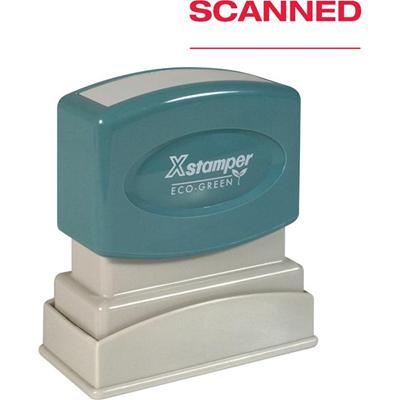 Xstamper Eco-Green SCANNED Pre-inked Stamp - Message Stamp - SCANNED - 0.50" Impression Width - 100000 Impression(s) - Red - Plastic - Recycled - 1 Each