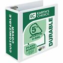 Samsill Earth's Choice Plant-based Durable View Binder - 5" Binder Capacity - Letter - 8 1/2" x 11" Sheet Size - 1070 Sheet Capacity - Fastener(s): D-Ring - Pocket(s): 2 - Plastic, Chipboard - White - 1.76 lb - Recycled - Archival-safe, Clear Overlay