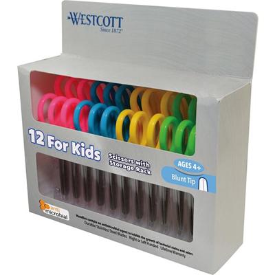 Westcott 5" Antimicrobial Kids Blunt Scissors - 5" Overall Length - Straight-left/right - Stainless Steel - Blunted Tip - Assorted - 1 Pack