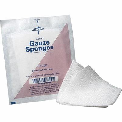 Medline Sterile 12 Ply Cotton Gauze Sponges - 12 Ply - 3" Width x 3" Length - White - 80 / Box