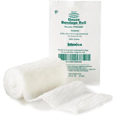 Medline Sterile Gauze Bandage Roll - 6 Ply - 4.50" Width x 12.30 ft Length - White - 100 / Box