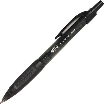 Integra 82952 Retractable Ballpoint Pens - Fine Pen Point - Retractable - Black Ink - Black, Transparent Barrel - 1 Dozen