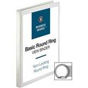 Business Source Round-ring View Binder - 1/2" Binder Capacity - Letter - 8 1/2" x 11" Sheet Size - 125 Sheet Capacity - Fastener(s): Round Ring - Pocket(s): 2, Internal - Polypropylene - White - Wrinkle-free, Gap-free Ring, Clear Overlay, Non Locking
