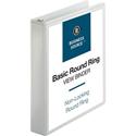 Business Source Round-ring View Binder - 1 1/2" Binder Capacity - Letter - 8 1/2" x 11" Sheet Size - 350 Sheet Capacity - Fastener(s): Round Ring - Pocket(s): 2, Internal - Polypropylene, Chipboard - White - Wrinkle-free, Gap-free Ring, Clear Overlay