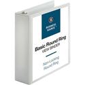 Business Source Round-ring View Binder - 3" Binder Capacity - Letter - 8 1/2" x 11" Sheet Size - 625 Sheet Capacity - Fastener(s): Round Ring - Pocket(s): 2, Internal - Polypropylene - White - Wrinkle-free, Gap-free Ring, Clear Overlay, Non Locking M
