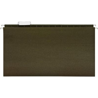Business Source 1/5 Tab Cut Legal Recycled Hanging Folder - 8 1/2" x 14" - 11 pt. - Poly - Green - 100% Recycled - 25 / Box