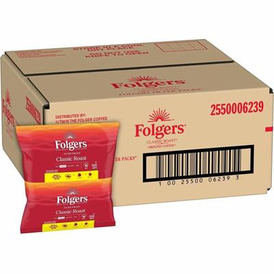 Folgers&reg; Filter Pack Classic Roast Coffee - Regular - 0.9 oz Per Pouch - Filter Pack - 10/Pack - 4 / Carton