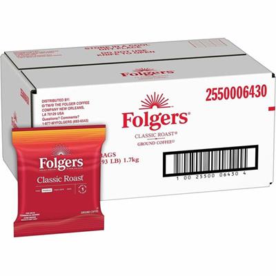 Folgers&reg; Fraction Pack Classic Roast Coffee - Regular - Medium - 1.5 oz Per Bag - Fraction Pack - 42 / Carton