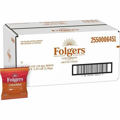 Folgers&reg; Fraction Pack 100% Colombian Supreme Coffee - Regular - Dark/Bold - 1.8 oz Per Bag - Fraction Pack - 42 / Carton