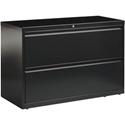 Lorell Fortress Series Lateral File - 42" Width x 18.6" Depth x 28.1" Height - 2 x Drawer(s) for File - Letter, Legal, A4 - Lateral - Interlocking, Leveling Glide, Ball-bearing Suspension, Label Holder - Black - Recycled