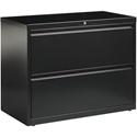 Lorell Fortress Series Lateral File - 36" Width x 18.6" Depth x 28.1" Height - 2 x Drawer(s) for File - Letter, Legal, A4 - Lateral - Leveling Glide, Label Holder, Ball-bearing Suspension, Interlocking - Black - Steel - Recycled