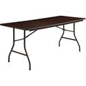 Lorell Economy Folding Table - Melamine Rectangle Top - 500 lb Capacity - 72" Table Top Length x 30" Table Top Width x 0.63" Table Top Thickness - 29" Height - Mahogany - 1 Each