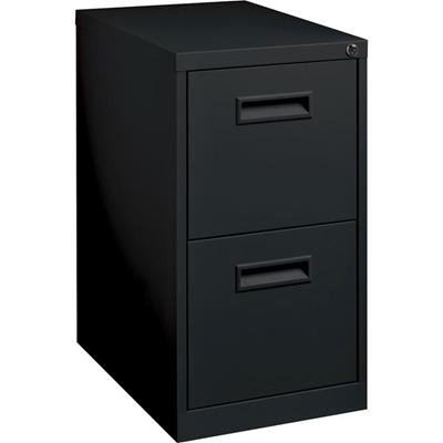 Lorell 22" File/File Mobile File Cabinet with Recessed Pull - 15" Width x 22.9" Depth x 28" Height - 2 x Drawer(s) for File - Letter - Security Lock, Ball-bearing Suspension - Black - Powder Coated - Steel - Recycled
