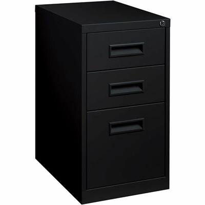 Lorell 22" Box/Box/File Mobile File Cabinet with Recessed Pull - 15" Width x 22" Depth x 27.7" Height - 3 x Drawer(s) for Box, File - Letter - Security Lock, Ball-bearing Suspension - Black - Powder Coated - Steel - Recycled