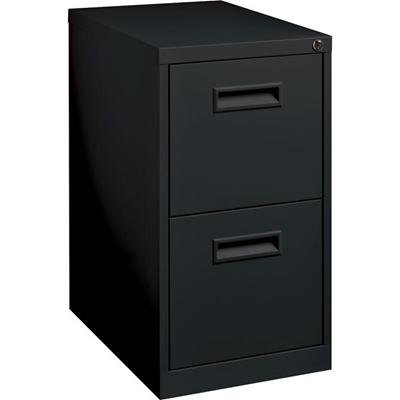 Lorell 19" File/File Mobile File Cabinet with Recessed Pull - 15" Width x 19" Depth x 28" Height - 2 x Drawer(s) for File - Letter - Locking Casters, Security Lock, Ball-bearing Suspension - Black - Powder Coated - Steel - Recycled