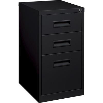 Lorell 19" Box/Box/File Mobile File Cabinet with Recessed Pull - 15" Width x 19" Depth x 28" Height - 3 x Drawer(s) for Box, File - Letter - Ball-bearing Suspension - Black - Steel - Recycled