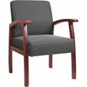 Lorell Thickly Padded Guest Chair - Mahogany Frame Color - Four-legged Base - Charcoal - 1 Each