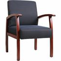 Lorell Thickly Padded Guest Chair - Cherry Frame Color - Four-legged Base - Midnight Blue - 1 Each