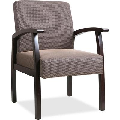 Lorell Thickly Padded Guest Chair - Espresso Frame Color - Four-legged Base - Taupe - 1 Each