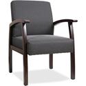 Lorell Thickly Padded Guest Chair - Espresso Frame Color - Four-legged Base - Charcoal - 1 Each