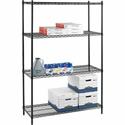Lorell Industrial Wire Shelving - 36" Width x 24" Depth x 72" Height - 4 x Shelf(ves) - 4000 lb Load Capacity - Black - Steel