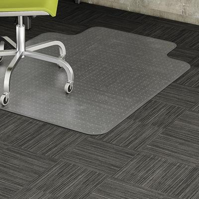 Lorell Wide Lip Low-pile Chairmat - Carpeted Floor - 53" Length x 45" Width x 0.122" Thickness - Lip Size 12" Length x 25" Width - Vinyl - Clear - 1 Each