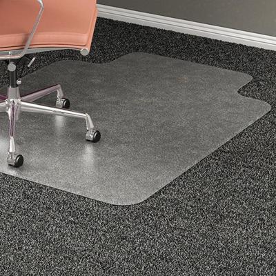 Lorell Plush-pile Wide-Lip Chairmat - Carpeted Floor - 53" Length x 45" Width x 0.173" Thickness - Lip Size 12" Length x 25" Width - Vinyl - Clear - 1 Each