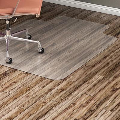 Lorell Wide Lip Chairmat - Hard Floor, Wood Floor, Vinyl Floor, Tile Floor - 53" Length x 45" Width x 0.095" Thickness - Lip Size 12" Length x 25" Width - Vinyl - Clear - 1 Each