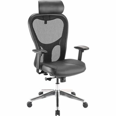 Lorell Elevate Mesh High-Back Executive Office Chair - Black Seat Color - Leather Seat Material - Aluminum Frame Material - 5-star Base - 1 Each