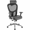 Lorell Elevate Mesh High-Back Executive Office Chair - Black Seat Color - Leather Seat Material - Aluminum Frame Material - 5-star Base - 1 Each