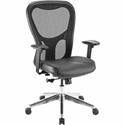 Lorell Elevate Mesh Mid-Back Office Chair - Black Seat Color - Leather Seat Material - Aluminum Frame Material - 5-star Base - 1 Each